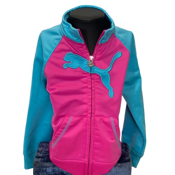 (4-124) Puma Sport Life Style Hot Pink and Blue Zipper Track Sweater - Picture 13 of 13